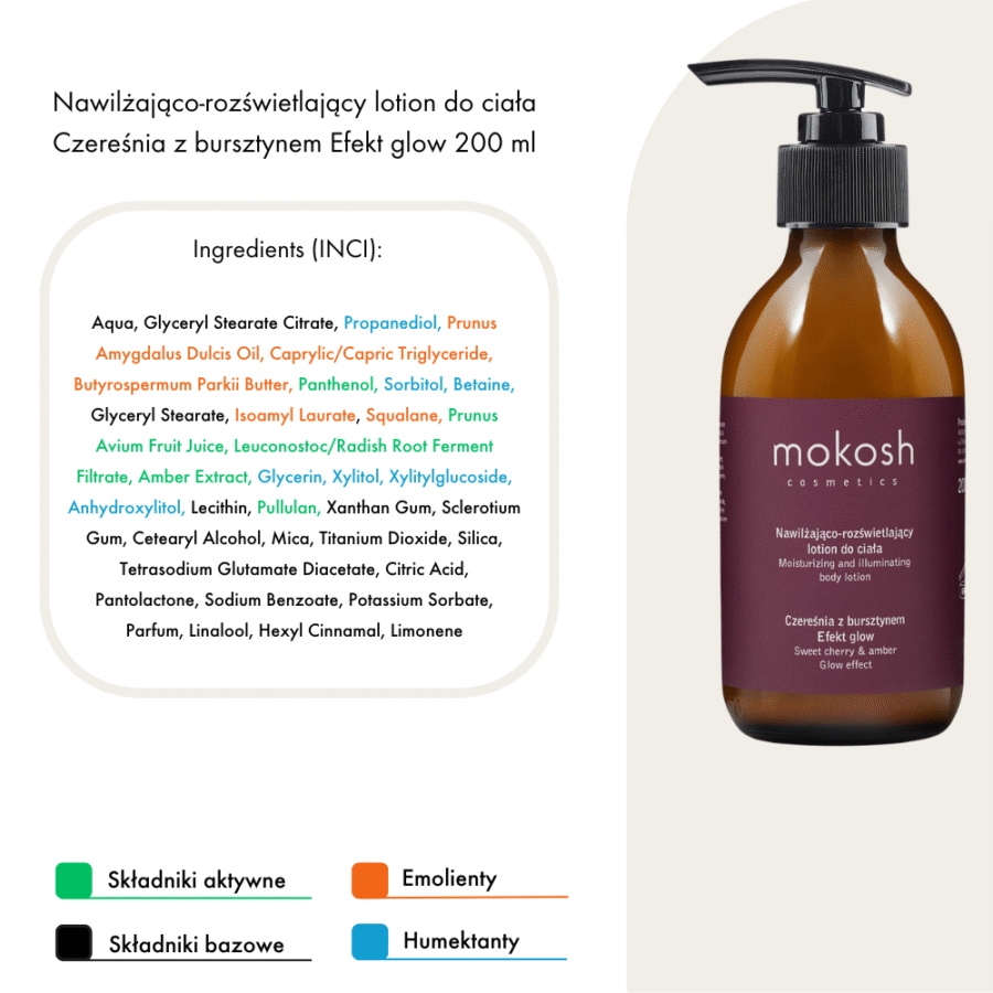 Nawilżająco-rozświetlający lotion do ciała Czereśnia z bursztynem Efekt glow 200 ml - obrazek 2
