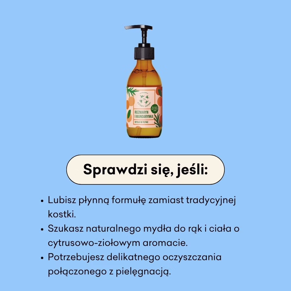 Rozmaryn i Mandarynka - naturalne mydło w płynie 300ml 4 Szpaki - obrazek 2